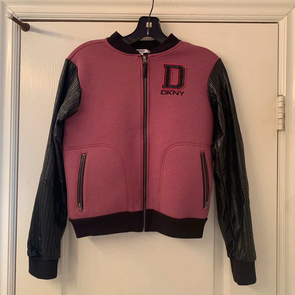 DKNY Girls Pink & Black Bomber Jacket